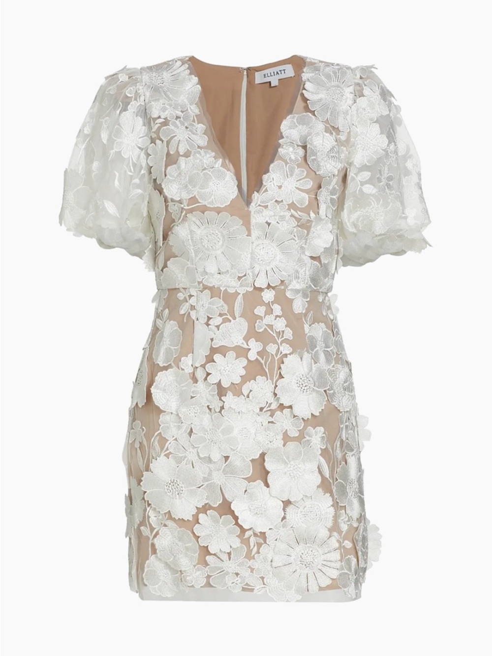 Elliatt Zayla 3D Floral Mini Dress in White - Picture 1 of 4
